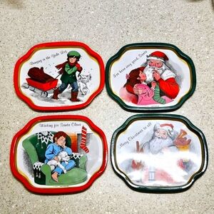Small Vintage Metal Christmas Trays J.S.N.Y.